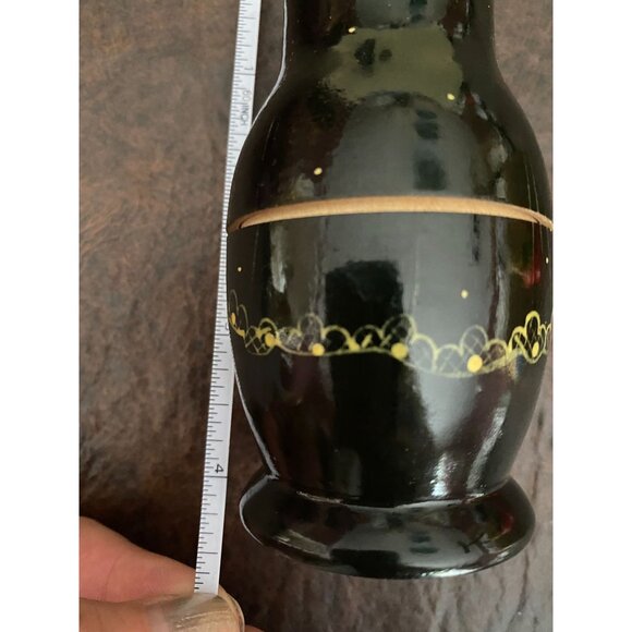 5 vintage matryoshka Russian nesting dolls black with St. Basil's picture on fro - Picture 6 of 6